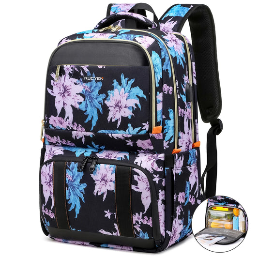 Sac à dos à fleurs avec poche isotherme 20L - Noir / France